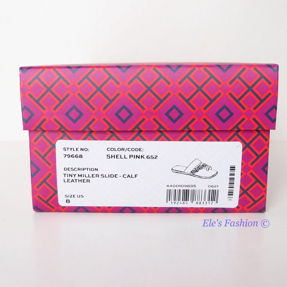 NIB Tory Burch Tiny Miller Toe Ring Leather Sandal Shell Pink US 7 10.5 AUTHENTC - Picture 16 of 16